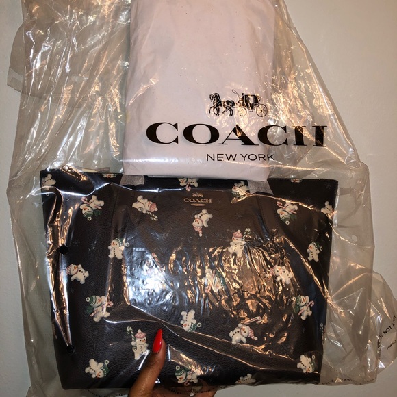Coach Zip Top Tote with Snowman Print - Picture 5 of 6